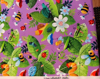 Hidden World - Insect 713 Purple - From Elizabeth's Studio -  Priced by the half yard