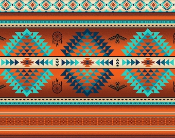 Tucson Diamond Stripe 536 Copper - Southwest Fabric by Elizabeth Studio  - Priced by the 1/2 yard - Non-metallic cotton fabric