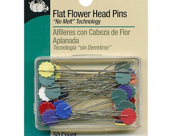 Quilting Pins - Flower Pin - Flat Pin - Pin Weaving - 50ct - Dritz #68 Stainless Steel