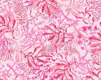 Seaweed - Blooming Ocean - Pam Vale for Studio E - 5404 22 Pink - Priced by the Half Yard