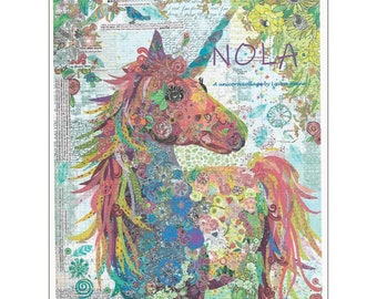 Unicorn Nola -  Laura Heine pattern - Applique Quilt - 35"x47"  DIY Pattern Or Kit Option - full size reusable template pattern