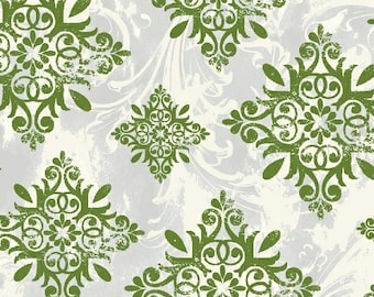 Christmas Fabric - Holiday Medallion - Seasons Greeting by Whistler Studio for Windham Fabrics - 40291 Green - Priced by the Half Yard