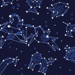 Laurel Burch - Celestial Magic - Zodiac Stars  - Y3165 93 Blue - Priced by the half yard