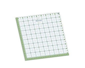 Lori Holt Cute Cut Square Ruler- 34020 - Green & Blue Grid  Acrylic 9.5 inch square - sold by the each