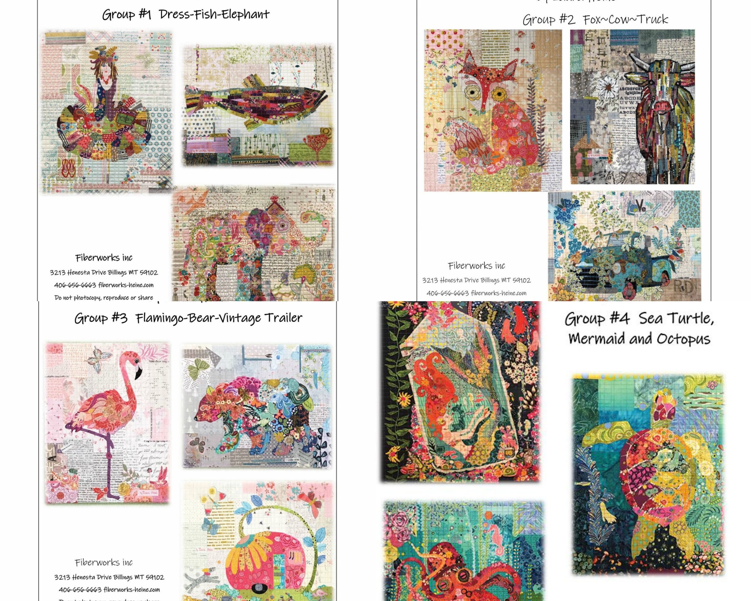 Teeny Tiny COLLAGE quilt patterns Group #6 instructions by Laura Heine-ROOSTER HEN and Bee