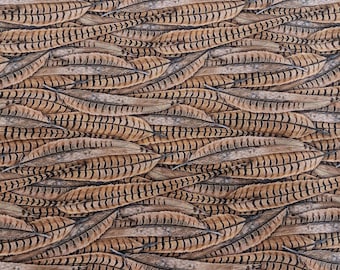 Wild Wings Crested Ringneck Feathers Fabric 76176 Brown - Springs Creative - Priced by the 1/2 yard