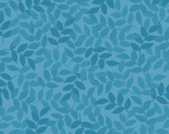 Harmony Blender 24777 QB Chambray Blue - Leaf Fabric Quilting Treasures - Priced by the 1/2 yard