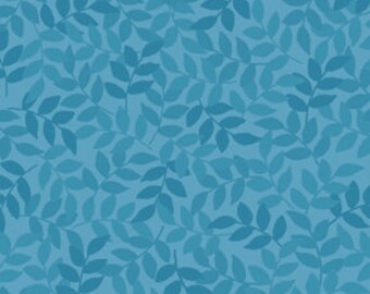 Harmony Blender Fabric - Leaf Fabric by Quilting Treasures 24777 QB Chambray Blue - Priced by the 1/2 yard