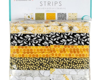 Create It Strip Set - Bees - 20 Assorted Fabric Strips 2.5 inch x 42 inch