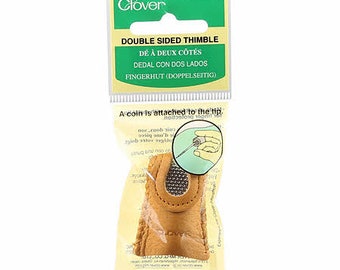 Double Sided Leather Metal Tipped Thimble - Clover 616 - Sold by the each - Approximately Medium Size