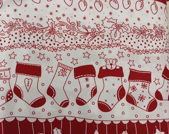 Redwork Christmas - HEG 845 88 - Novelty Stripe - Mandy Shaw Dandelion Designs - Henry Glass - Priced by the half yard