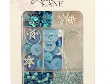 Embellishment Kit, Buttons Galore, Ribbon & Buttons - Let It Snow 28 Lilac Lane by May Flaum LL110
