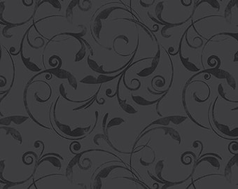 Woodland Whispers HEG 437-99 Charcoal Swirl - Henry Glass Fabric - Priced by the half yard