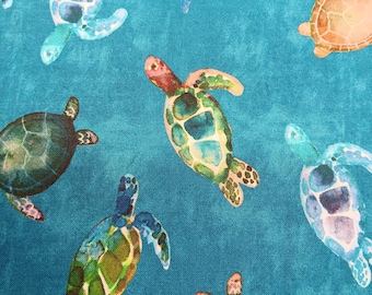 Coral Reef Collection Turtles Y4379-104 Teal -  Sue Zipkin for Clothworks Priced by the half yard