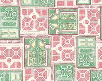 Garden Fabric, English Maze from Menagerie by Michael Miller DC6507 Pink/Green - Priced by the  YARD