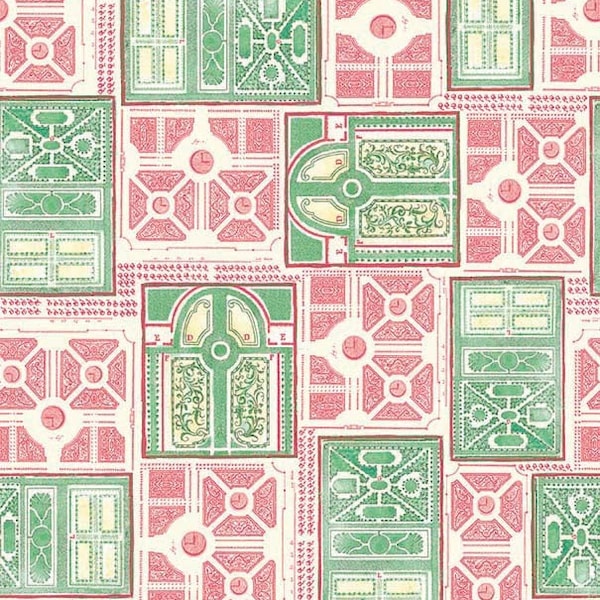 Garden Fabric, English Maze de Menagerie by Michael Miller DC6507 Pink/Green - Precio cortado a medida