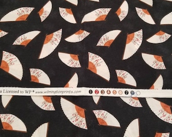 Hanami Falls Tossed Fans by Evelia for  Wilmington Prints - 64770 912 Black - Priced by the half yard