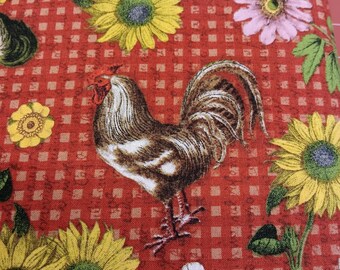 Gingham Hen & Rooster - 1777 4C2 - David Textiles Four Seasons Fabric -  Priced by the half yard