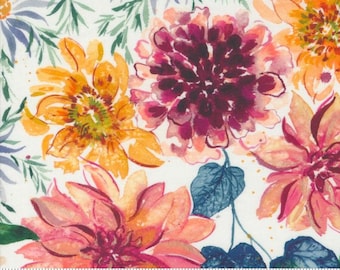 Floribunda - Retro Large Floral 39800 11 White Cloud  - Create Joy Project - Moda Fabrics - Priced by the half yard