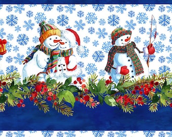 Winter Year of Art - Snowman Border - 41YOA 1 - In the Beginning Fabric - Priced by the half yard