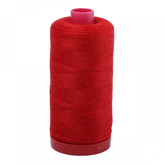 Aurifil 12wt Wool Thread, Wool Thread for Embroidery, Redwork, & Quilting  12 wt - 50% wool - Red 8225