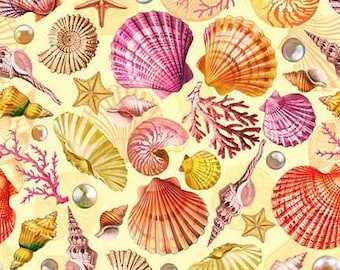 Butter Pearls And Seashells  DDC 12613 - Priced by the half yard - Michael Miller Fabric