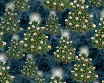 Winter Hollow 39745 497 Blue Twinkling Trees by Susan Winget -  Wilmington Prints - Priced by the half yard