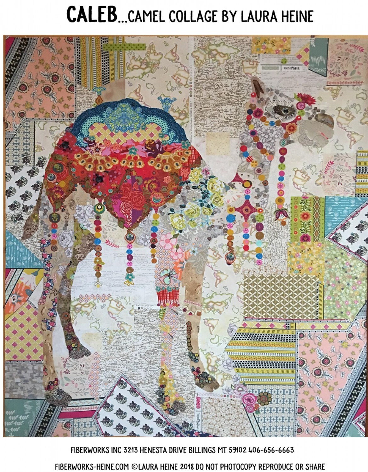 Caleb Camel Collage Laura Heine Pattern Applique Quilt 45x 53 DIY