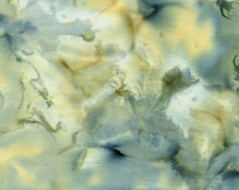 Island Batik - Basic Foundation Batiks - IB Glacier - Watercolor Style Batik - Mint Cream Gray Blue -  Priced by the 1/2 yard