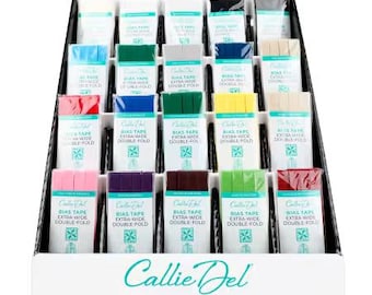Double Face Bias Tape -  (Half Inch x 3-yard packet) Callie Del - 18 Color Choices