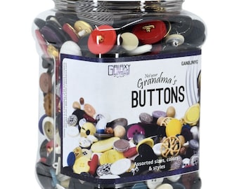 Button Jar - Not Your Grandma's Buttons - Assorted Buttons - Sold by the Jar - 3 Pounds of Buttons