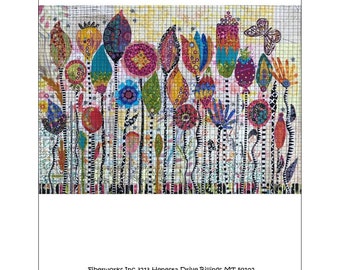 Seed Pods Collage - Laura Heine - Fusible Applique - Rows of Flower Pods  34x24" - DIY Pattern Or Kit Option - full size reusable template