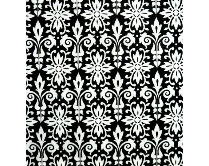 Cotton Damask Fabric White and Black Damask Print From Black Etsy