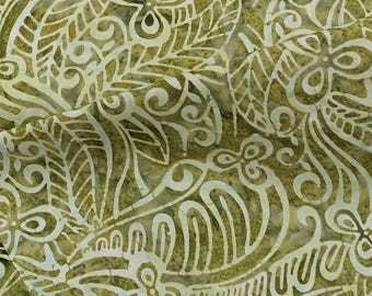 Northcott Banyan Batiks Paradise Bay - 83151 75 Green Leaf Swirl - Priced by the Half Yard