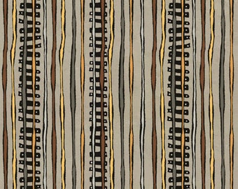 Steampunk Express Safari 29070 A Taupe - Railroad Stripe - Desiree Designs for QT Fabrics - Priced by the half yard