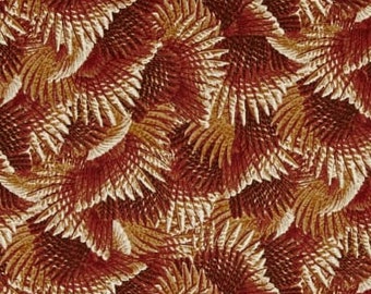 Feather Print Fabric - Pheasant Feathers - Wild Pheasant - Dan Morris Quilting Treasures - 24536 T Rust - Priced by the 1/2 yd