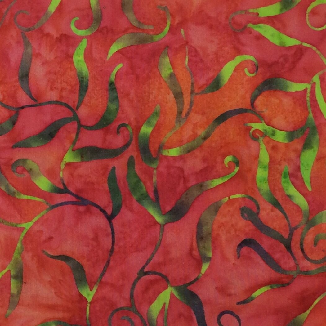 Bamboo Leaf Batik Fabric - Artisan Indonesian from Majestic Batiks 