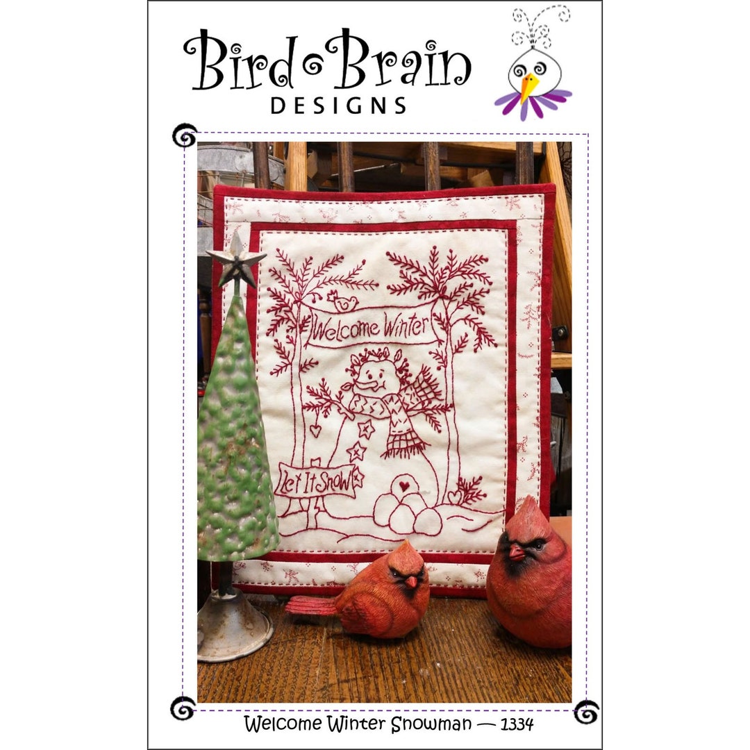 Welcome Redwork Pattern Redwork Pattern - Welcome Winter Snowman BBD 1334 - Bird Brain Designs ...