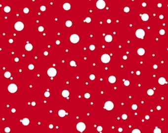 Steampunk Christmas - Desiree Designs for QT Fabrics - Splatter Dots White on Red 28906 R - Priced by the half yard
