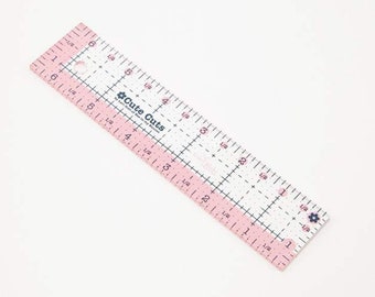 Lori Holt Cute Cut Ruler- Rectangle- Pink & Blue Grid  Acrylic 1.5 x 6.5 inch - sold by the each