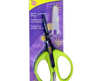 Karen Kay Buckley Perfect Scissors 4-1/2in Small Green - Micro Serrated Teflon Coated - Applique Collage