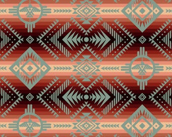 Native American Sawtooth Design 647 Maroon - Tucson Collection - Elizabeth's Studio - Priced by the half yard