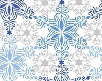 Snowflake - Blue Holiday - Paintbrush Studio 72371 Blue - Priced by the half yard