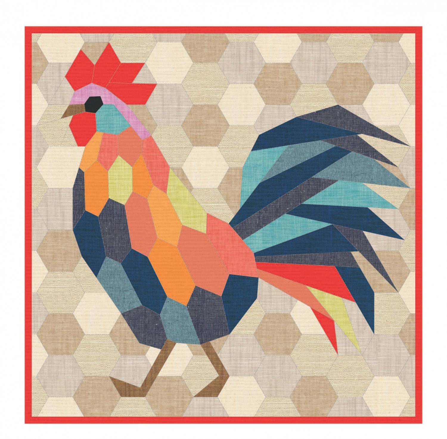 Rooster English Paper Piecing Pattern by Violet Craft VC 026 finishes