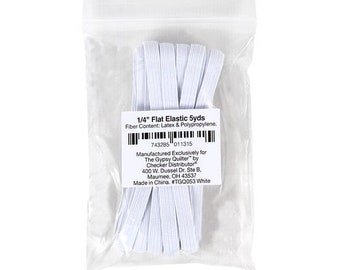 Flat 1/4 inch Elastic - TGQ - sold in 5-yard hanks - choose white or black