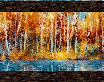 Autumn Year of Art - Aspen Trees Border - 31YOA 1 - In the Beginning Fabric - Priced by the half yard