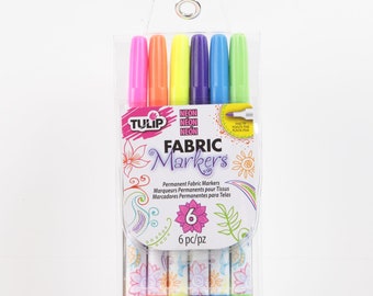 Tulip Fabric Markers - Fabric Paint - Permanent Markers - Fabric Accent - 6-count Neon Fine Point 28975