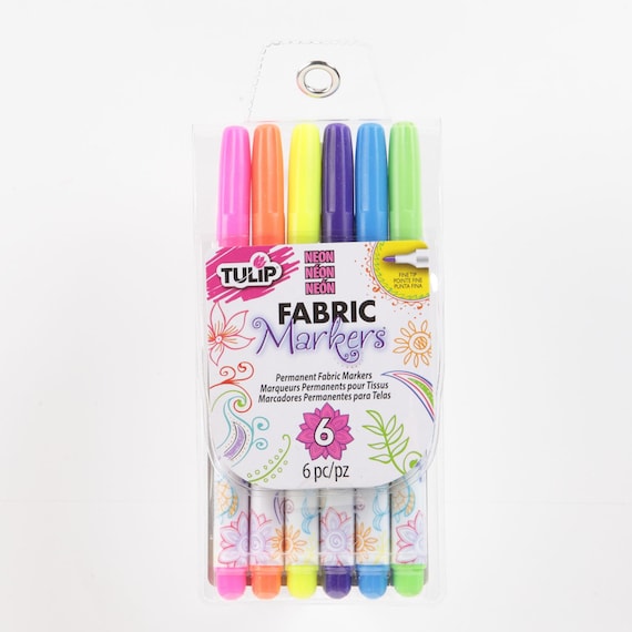 Tulip Fabric Markers Fabric Paint Permanent Markers Fabric Accent 6-count  Neon Fine Point 28975 