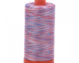 Aurifil 50wt thread - Cotton 3-color Liberty - Red White Blue Variegated - 3852 - 50wt Mako, 1422 yards