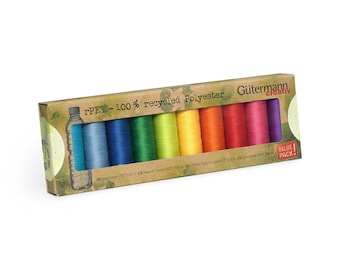 Gutermann Polyester rPET Thread Collection - 10 spool 110yd (100m) per spool 100wt - Light 731138-2